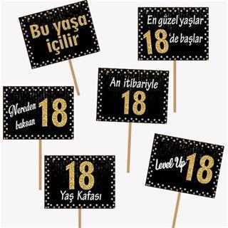 18 Yaş Gold Pano Çerçeve Konuşma Balonu Set