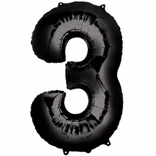 3 Rakam Folyo Balon Siyah 76 cm