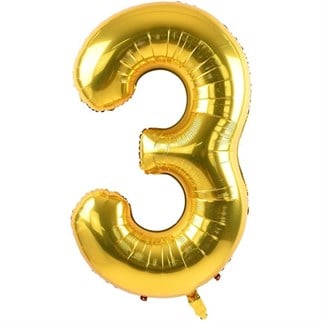 3 Rakam Folyo Gold Renk  Balon Küçük 35 cm