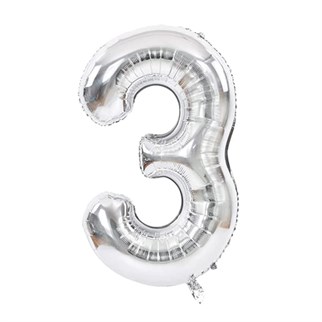 3 Rakam Folyo Gümüş Balon Küçük 35 cm