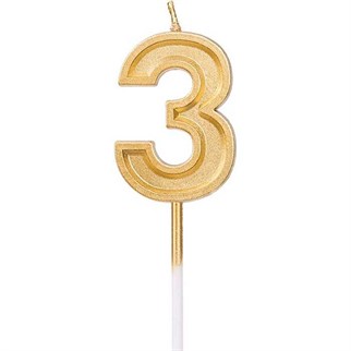 3 Rakam Gold Renkli Pasta Mumu