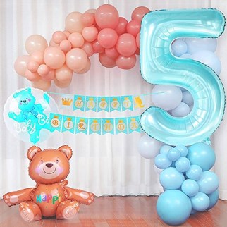 3 Rakam Pastel Mavi Folyo Balon 76 Cm