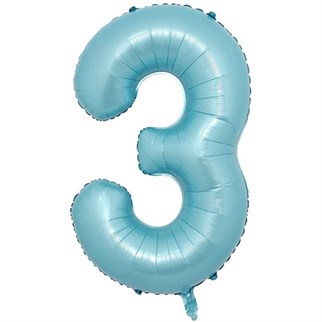 3 Rakam Pastel Mavi Folyo Balon 76 Cm
