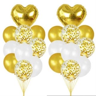 30 Adet Gold Kalp Uçan Balon Demeti