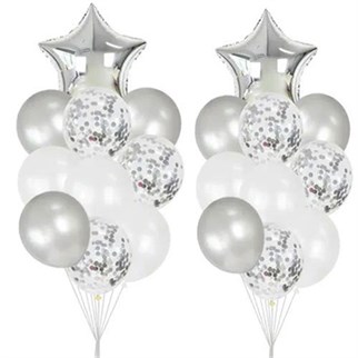 30 Adet Gümüş Yıldız Uçan Balon Demeti