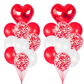 30 Adet Kırmızı Kalp Uçan Balon Demeti