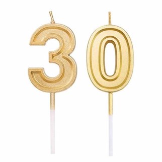 30 Yaş Gold Renkli Pasta Mumu