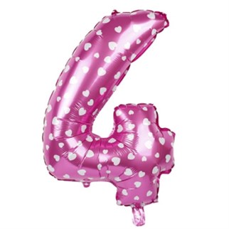 4 Rakam Pembe Kalpli Folyo Balon 100 Cm