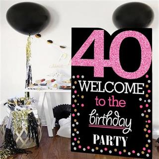 40 Yaş Fuşya Pano Çerçeve Konuşma Balonu Set