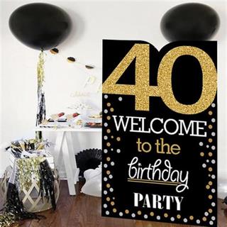 40 Yaş Gold Pano Çerçeve Konuşma Balonu Set