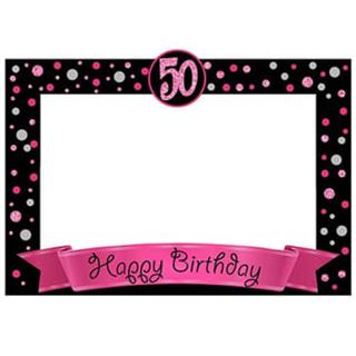 50 Yaş Fuşya Pano Çerçeve Konuşma Balonu Set