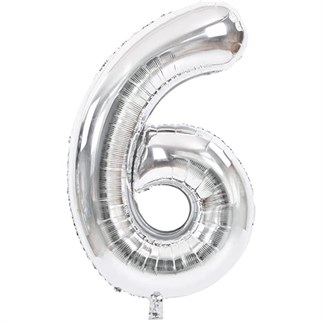 6 Rakam Folyo Gümüş Balon Küçük 35 cm