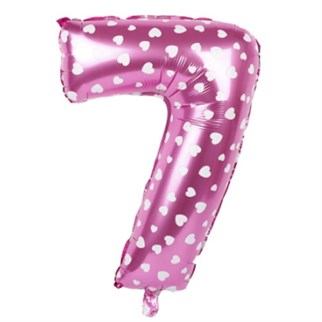 7 Rakam Pembe Kalpli Folyo Balon 100 Cm
