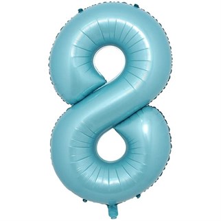 8 Rakam Pastel Mavi Folyo Balon 76 Cm