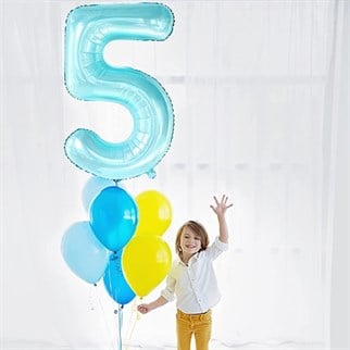 8 Rakam Pastel Mavi Folyo Balon 76 Cm