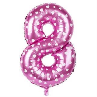 8 Rakam Pembe Kalpli Folyo Balon 100 Cm