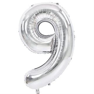 9 Rakam Folyo Balon Gümüş 100 cm