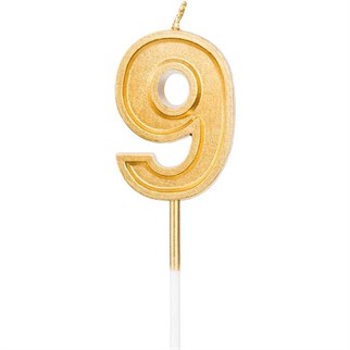 9 Rakam Gold Renkli Pasta Mumu