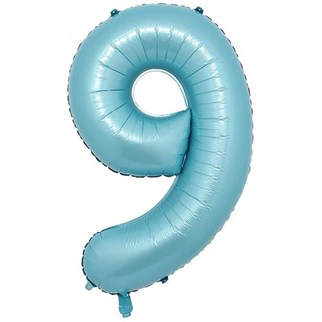 9 Rakam Pastel Mavi Folyo Balon 76 Cm