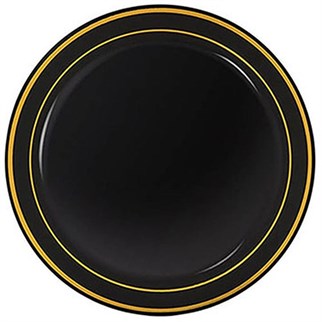 Altın Çizgili Siyah Mika Tabak 6 Adet 26 Cm