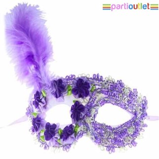 Balo Parti Maskesi Mor Tüylü