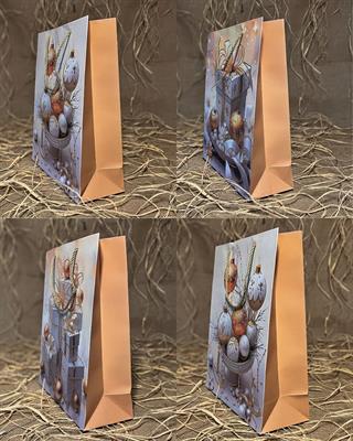 Beyaz Gold Yılbaşı Karton Çanta 12 Adet