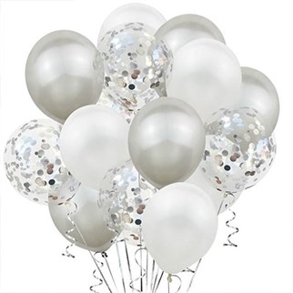 Beyaz Gümüş Konfetili Balon