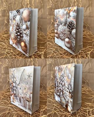 Beyaz Yılbaşı Karton Çanta 12 Adet