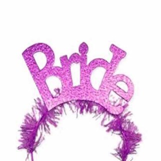 Bride Yazılı Fuşya Renkli Taç