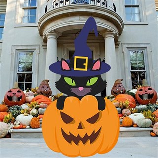 Cadılar Bayramı Kedi Ayaklı Pano Büyük