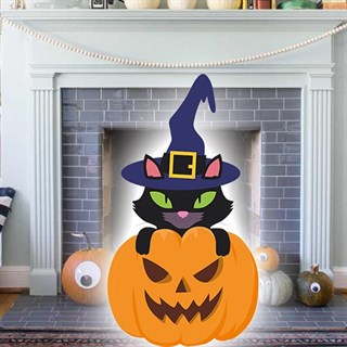 Cadılar Bayramı Kedi Masa Üstü Ayaklı Pano