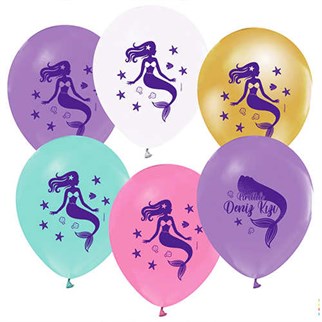 Deniz Kızı Baskılı Balon 12 Adet