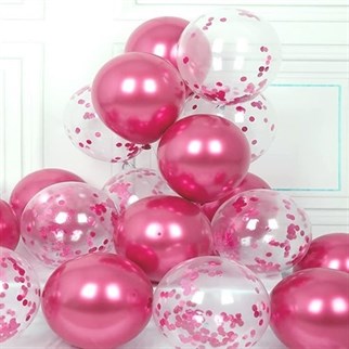 Fuşya Beyaz Konfetili Balon