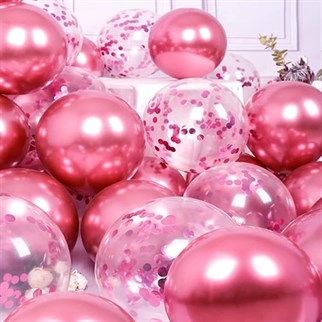 Fuşya Beyaz Konfetili Balon