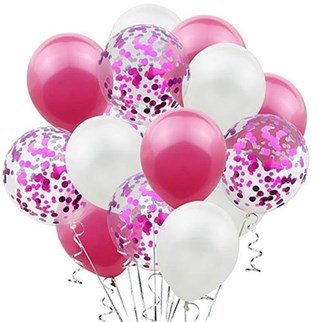 Fuşya Beyaz Konfetili Balon