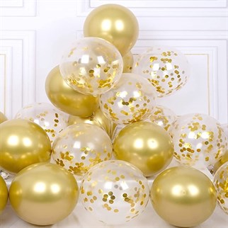 Gold Krom Konfetili Balon