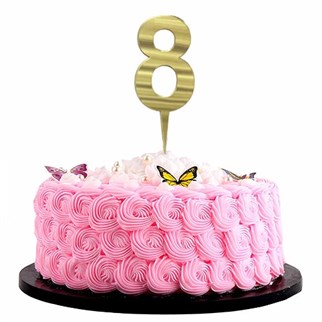 Gold Renkli 8 Rakam Pleksi Pasta Süsü