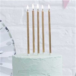 Gold Renkli Çubuk Mum 7 Adet 21 Cm