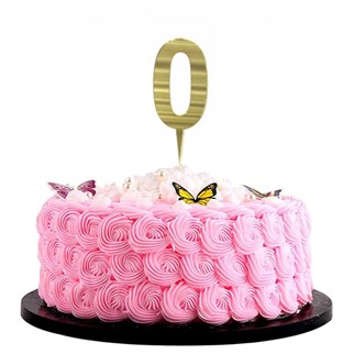 Gold Renkli 0 Rakam Pleksi Pasta Süsü