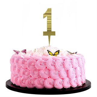 Gold Renkli 1 Rakam Pleksi Pasta Süsü