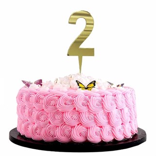 Gold Renkli 2 Rakam Pleksi Pasta Süsü