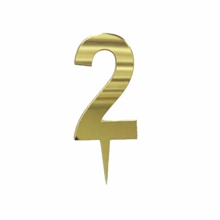 Gold Renkli 2 Rakam Pleksi Pasta Süsü