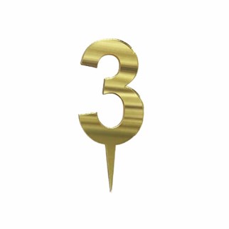 Gold Renkli 3 Rakam Pleksi Pasta Süsü