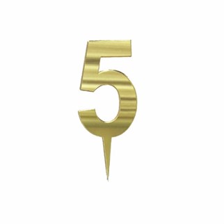 Gold Renkli 5 Rakam Pleksi Pasta Süsü