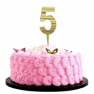 Gold Renkli 5 Rakam Pleksi Pasta Süsü