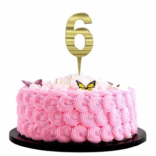 Gold Renkli 6 Rakam Pleksi Pasta Süsü