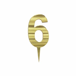 Gold Renkli 6 Rakam Pleksi Pasta Süsü
