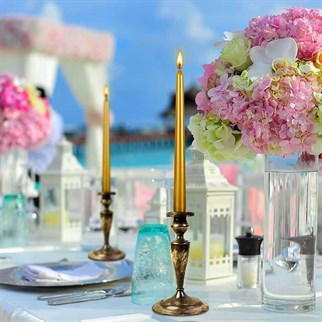 Gold Renkli Şamdan Mum 25 cm 2 Adet