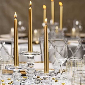 Gold Renkli Şamdan Mum 25 cm 2 Adet