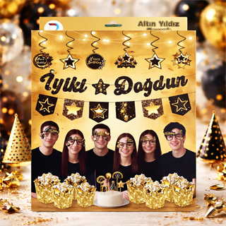 Gold Siyah İyi Ki Doğdun Temalı Parti Seti